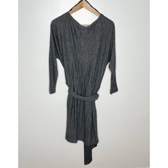 Anine Bing Womens Wool Blend Long Sleeve Mini Dress M Gray Belted Tie Waist - Picture 8 of 10